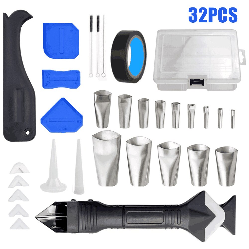 32 stuks badkamerkit voor het afwerken van randen, draagbare voegenkrabber, herbruikbare spuitmond, 6 in- in-1 kit voor het afdichten van gootsteenvoegen