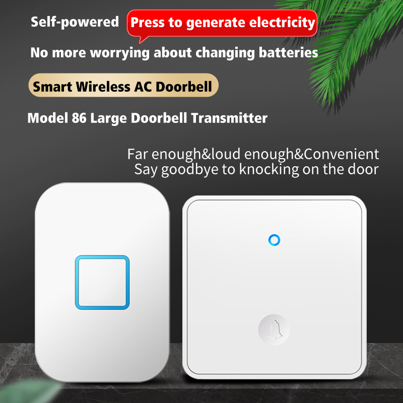 CACAZI Self-powered Wireless Doorbell Waterproof Battery-Free Button Intelligent Door Bell Sets Home Welcome Outdoor EU US UK