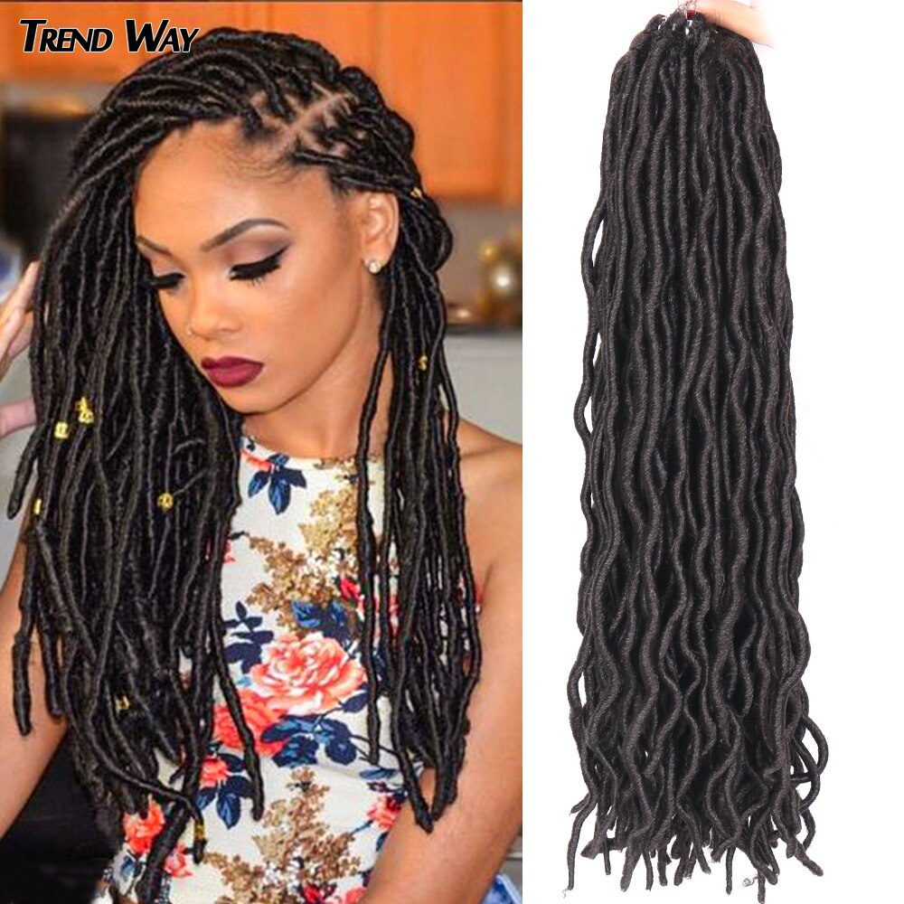 Twend Way Synthetic Curly Faux Locs Crochet Hair Dreadlocks Braiding Hair Heat Extensions 22Inch Long Soft For Black Women Black
