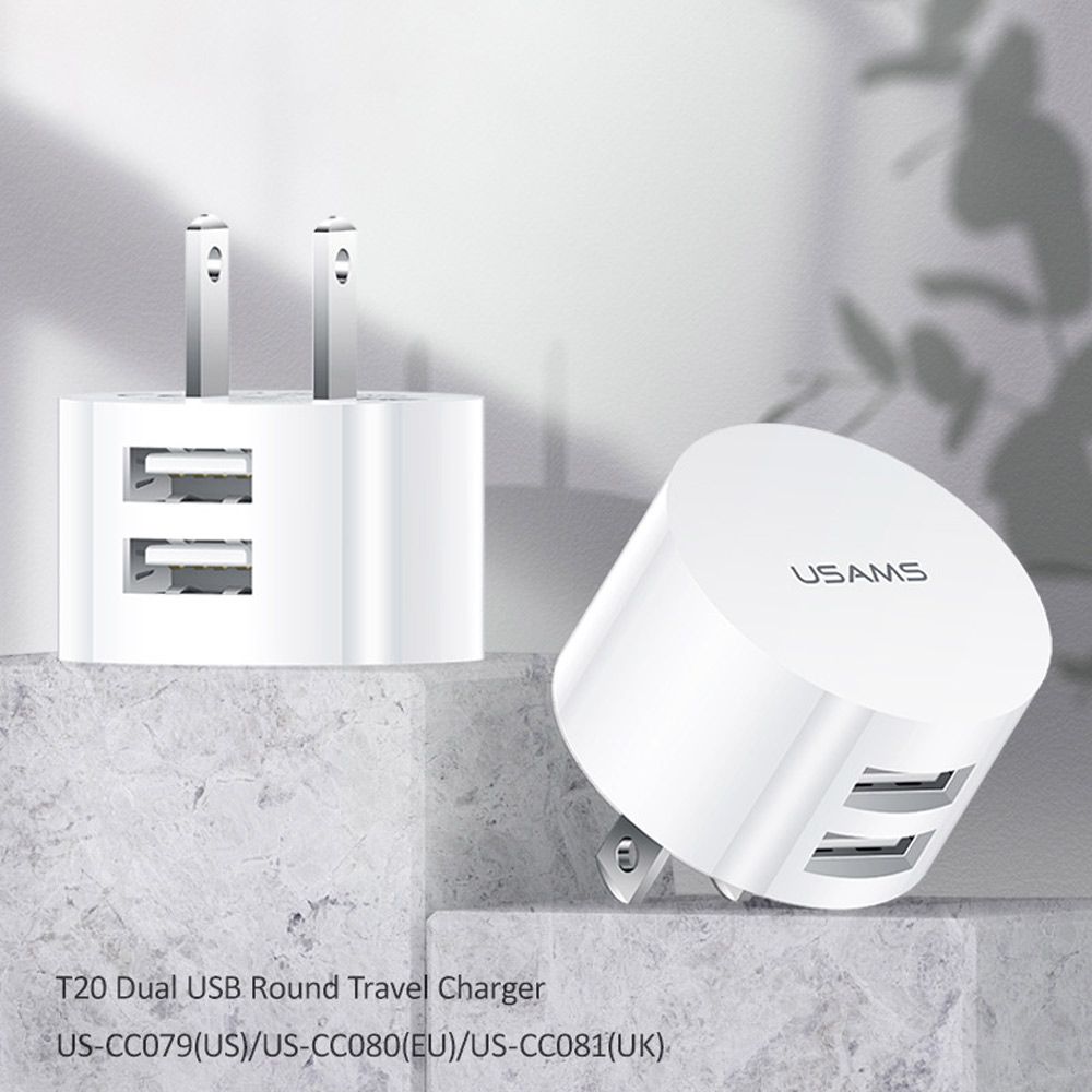 Ronde snellader voor mobiele telefoons, wandlader, dubbele usb-oplader, reislader.