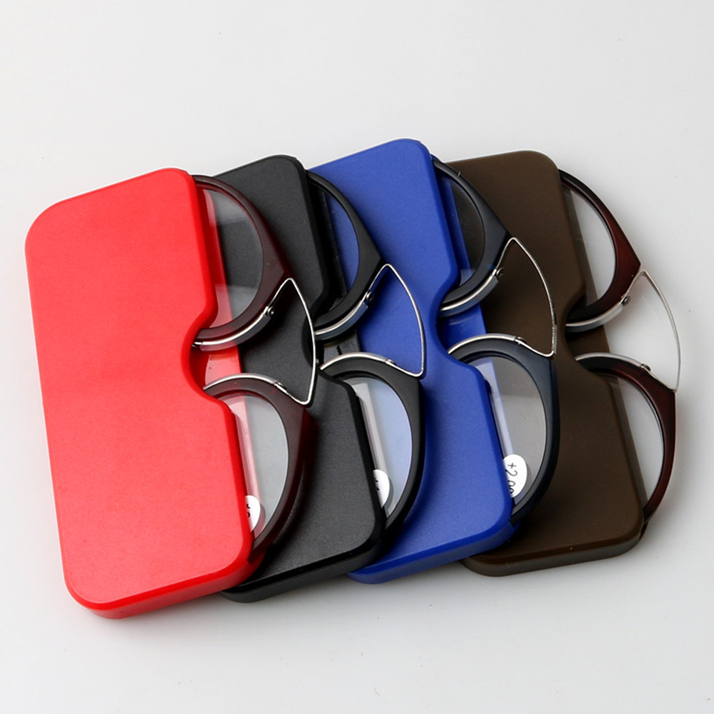 Clip-On Leesbrillen Brillen Voor Leesbril Mini-Bril Neusbrug Leesbril Draagbare Presbyopische Bril Met Etui 1.0