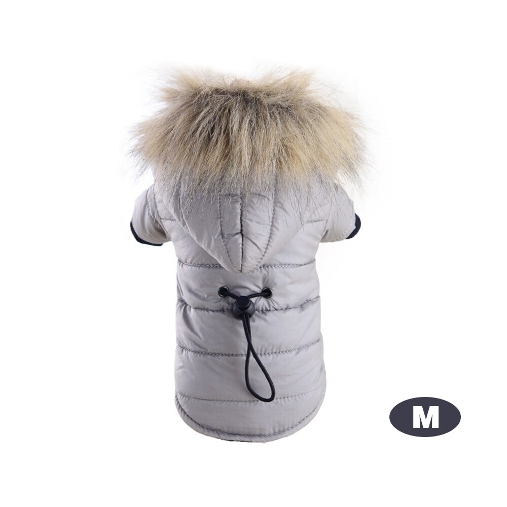 Cappotto per cani caldo invernale cappotto per cani per chihuahua cappuccio in pelliccia morbida giacca per cuccioli abbigliamento per chihuahua cani di piccola taglia: Grigio / M