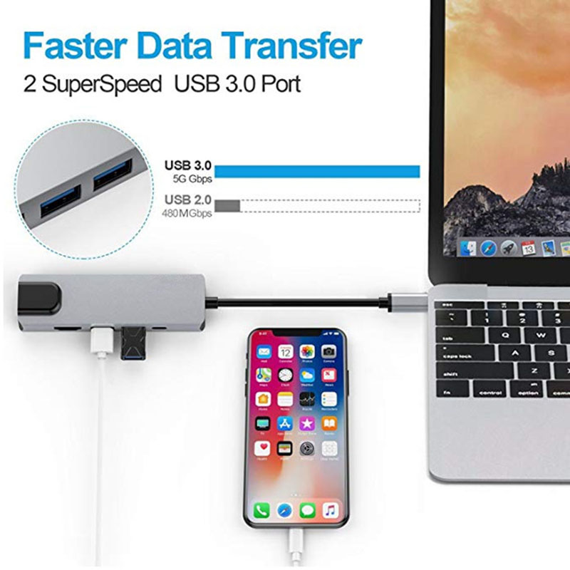 Usb C Laptop Docking Station Usb 3.0 Hdmi RJ45 Gigabit Pd Fealushon Voor Macbook Samsung Galaxy S9 /S8/s8 + Type C Dock Usb Hub