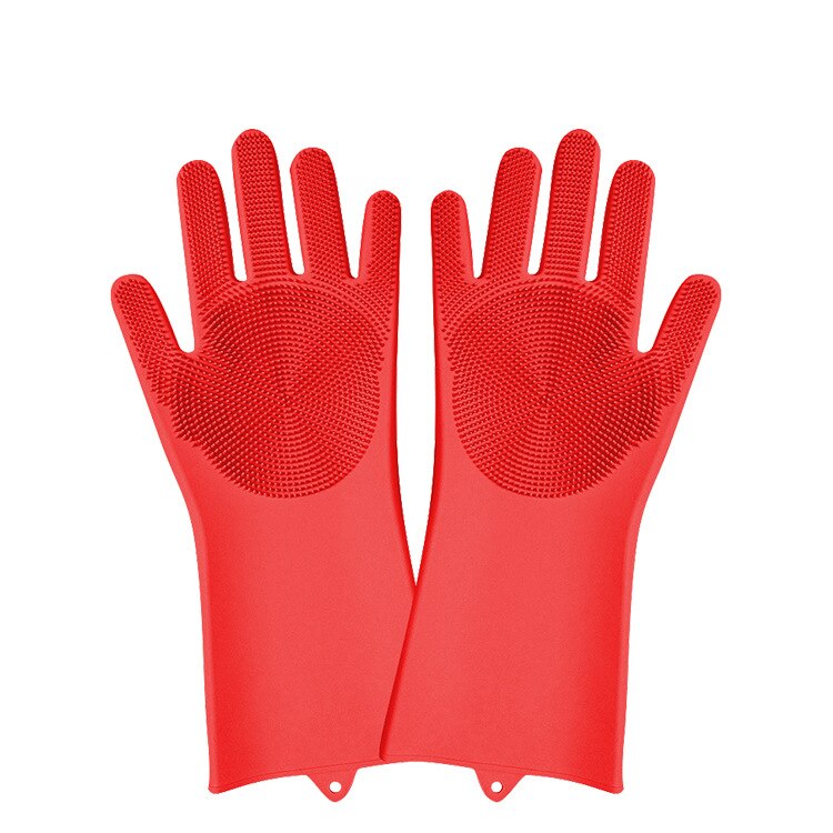 1 paar siliconen was handschoenen met borstel magische siliconen afwas handschoenen afwas voedsel schoonmaken gereedschap schrob handschoenen: Rd06-170g