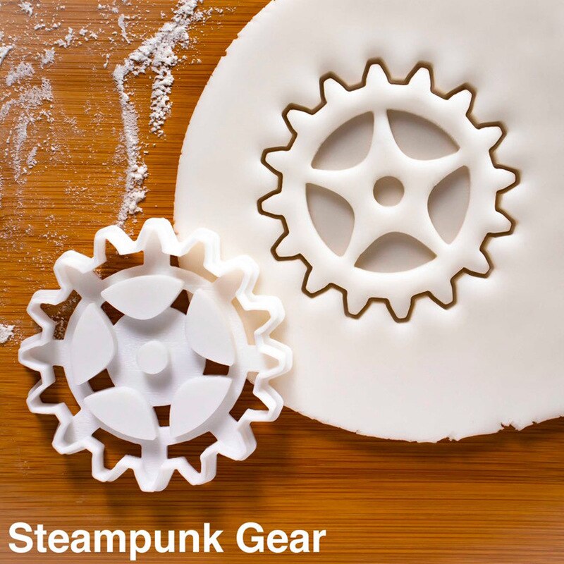 3Pcs Steampunk Gear Biscuit Mold Cookie Cutter Set Plastic Press DIY Cookie Stamp Pastry Tools Fondant Cutter Baking Accessories