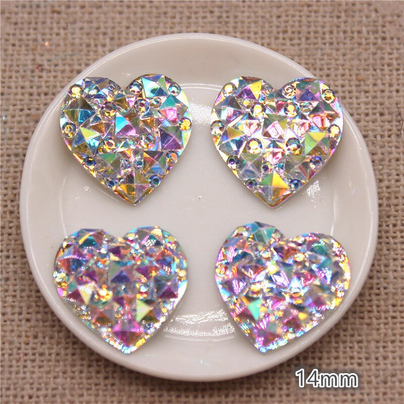 10mm-30mm corazón de resina cristal ostentoso AB diamantes de imitación cabujón plano piedra DIY decoración del hogar manualidades accesorios para álbum de recortes: Zinc envejecido