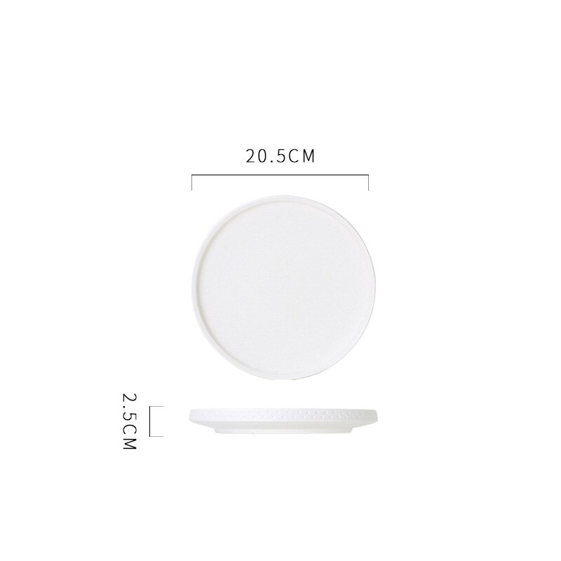 Matte Hammer Pattern Dinner Plates Japanese Modern French Western Ceramic Plate Restaurant Hotel Serving Tray Fruit Salad Bowl: WT-20.5x2.5cm