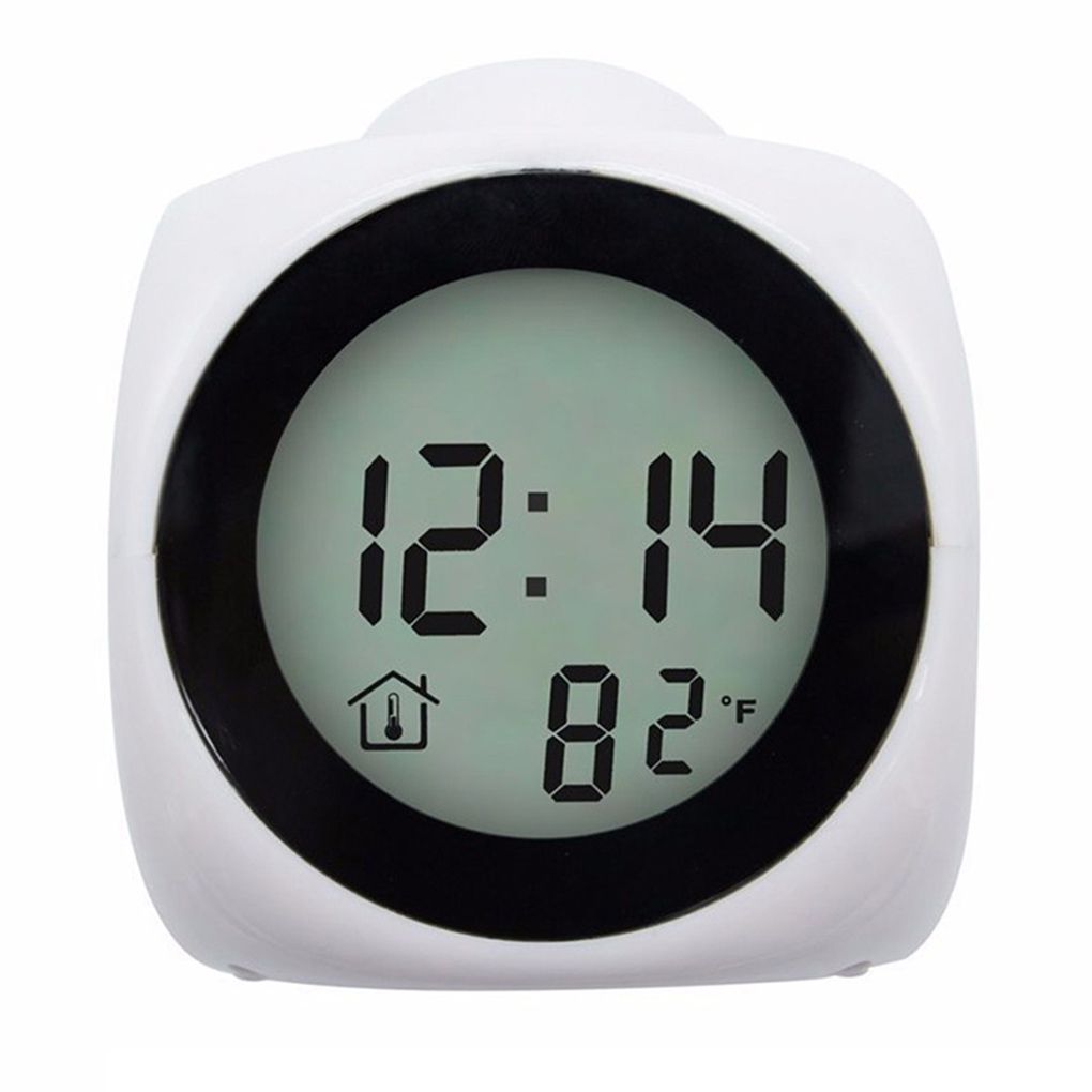 Home Projecting Alarm Clock Large Display Time Date Temperature Projector Digital Colorful Backlight Table Clock: White