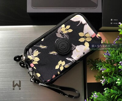 women Korean canvas clutch fabric coin purse female three-layer zipper mobile phone key bag card coin bag medium: 3a