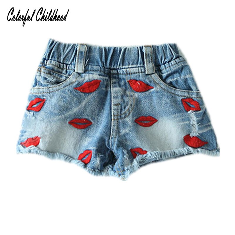 Nuovo Pannello Esterno Del Bambino Pant Red Lip Modello Stampato Denim Jean Shorts Fiammifero Di Modo di Autunno della Molla Del Bambino Infante Shorts Del Capretto vestiti
