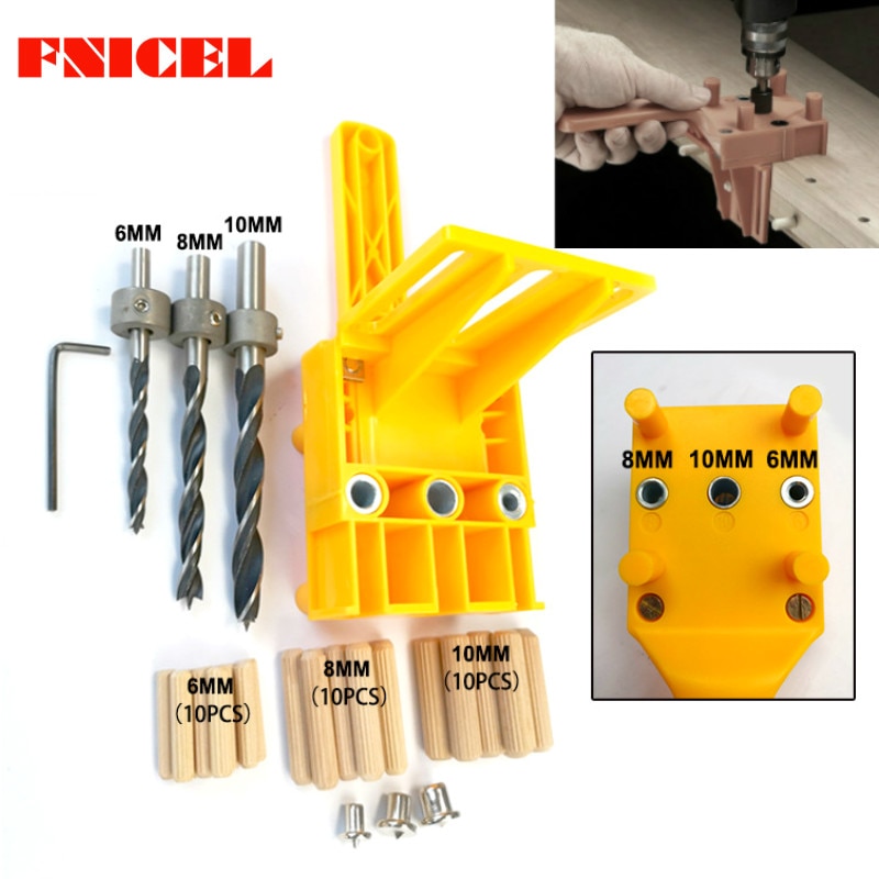 41pcs/set Drill Guide Kit Dowel Bit Set Jig 6mm 8mm 10mm E,L,T Joints Alignment Pins Doweling Jig Hole Saw Tools