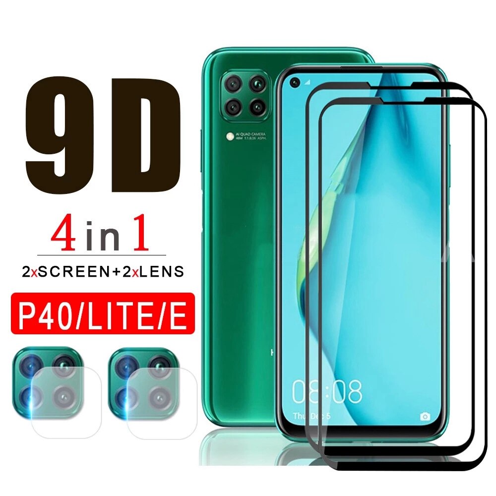 2Pcs Glas Voor Huawei P40 Lite E P30lite P 40 30 Licht Camera Lens Screen Protector Voor Huawei P30 lite P40Lite E Gehard Glas: 4in1 / P40 lite