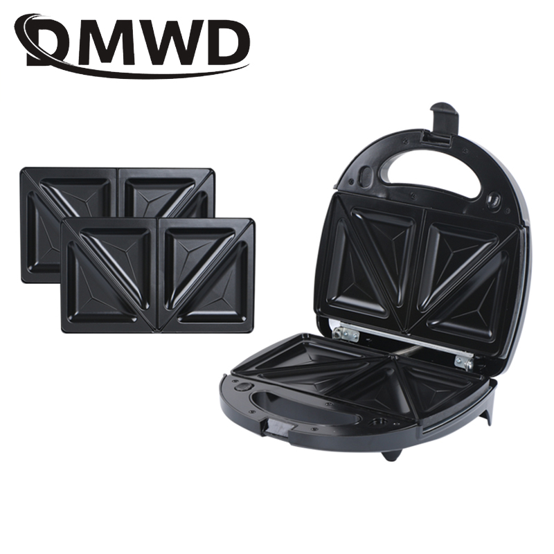 EU/US Electric Sanwich Maker Automatic Mini Waffle Bread Breakfast Baking Machine Oven Iron Grill 3 Changeable Plate Toaster Pan