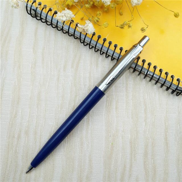 1 stk metal kuglepen bærbar roterende automatisk kommerciel kuglepen kuglepenne skriveværktøj kontorartikler fl: Blå