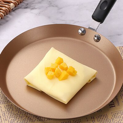 20CM Maifan Stone Frying Pan Non-stick Skillet Cauldron Induction Cooker Wok Pan Bread Pizza Egg Pan Breakfast Pot: YELLOW