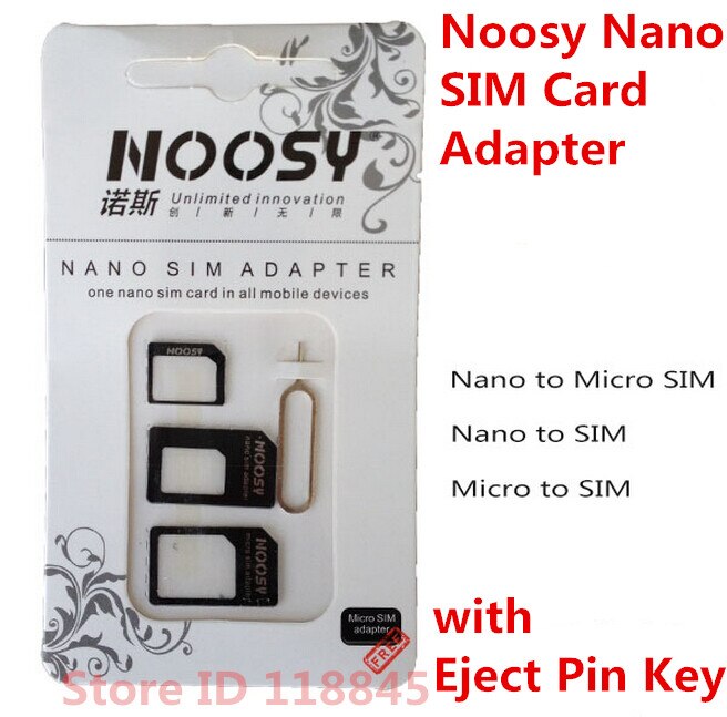 VSKEY 100 pcs 4 in 1 Sim Card Adapter + Micro Sim kaarten adapter + Standaard Sim-kaart Adapter Met eject pin Voor Iphone samsung