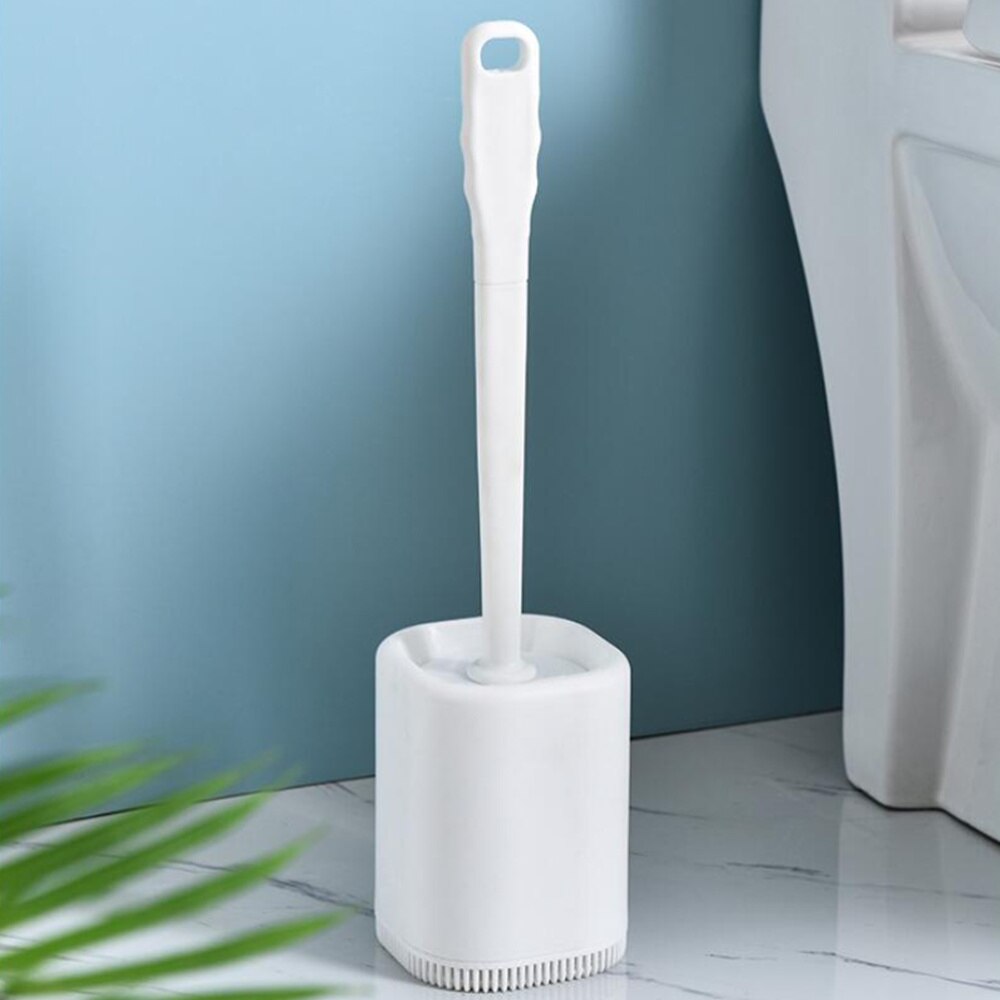 Long Handle Toilet Brush With Base Toilet Urinal Brush Home Bathroom Hotel Cleaning Accessories for Home Bathroom (White)