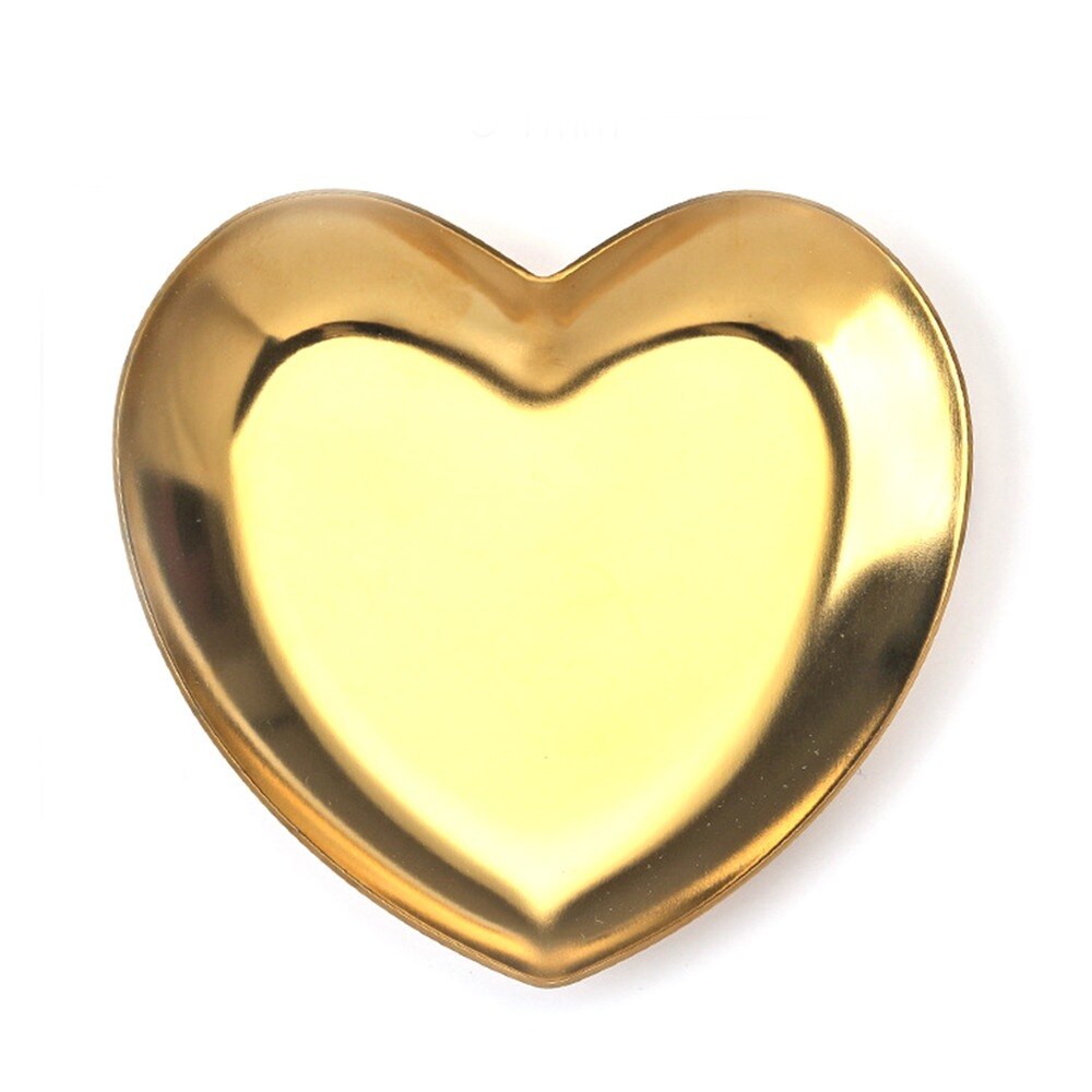 Stainless Steel Gold Storage Tray Fruit Snacks Jewelry Display Plate Kitchen Organizer Tools Metal Dessert Plate Home Storage: heart-shaped-gold