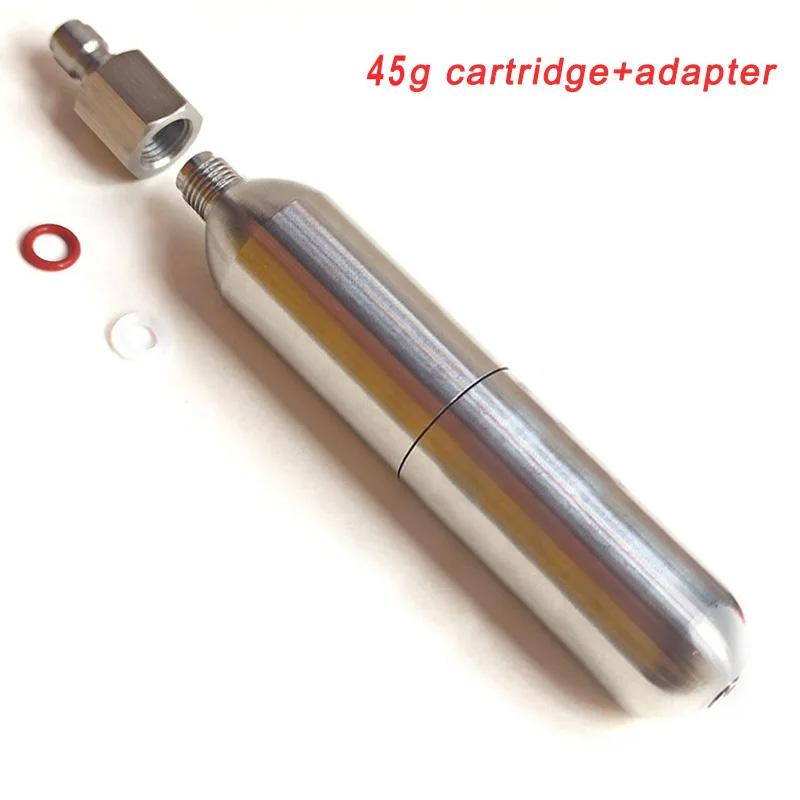 3/8-24unf 24g 45g 33g cartuchos de CO2 cilindro recargable de acero inoxidable de alta presión para entrenamiento de oxígeno chaleco de rescate de buceo: Gris