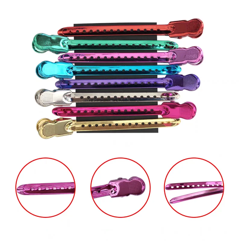 12pcs Alligator Hair Clips Hairdressing Clamps Steel Hairpins Hair Claw Barber For Curly Hair Style Partition Clips