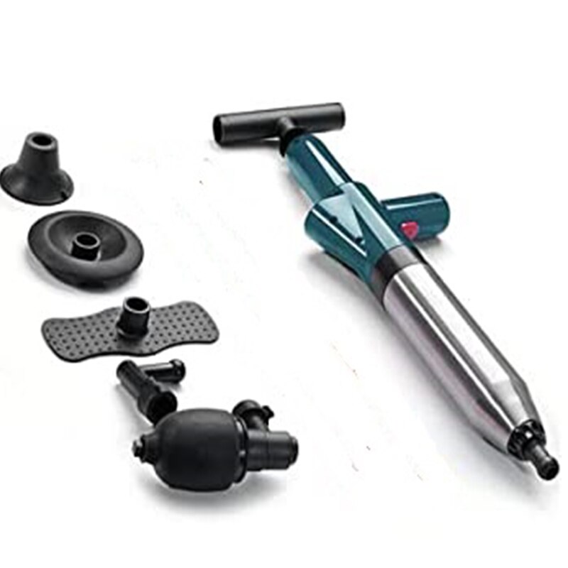 Sewer Dredge Toilet Plungers Drain Pipe Dredge Toilet High Pressure Air Drain Blaster Cleaner Powerful Manual Cleaning Clogs D: blue