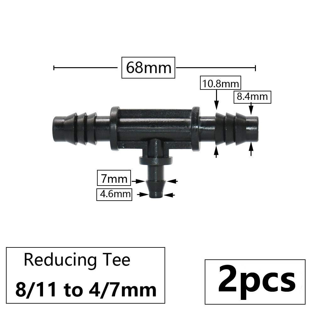 3/8" 8mm Gartenschlauchanschluss 8/11 bis 4/7 3/5mm Schlauchreduzierer Wassersplitter T-Stück Ellenbogendstopfen Tropfbewässerungssystem passend zu: Lila