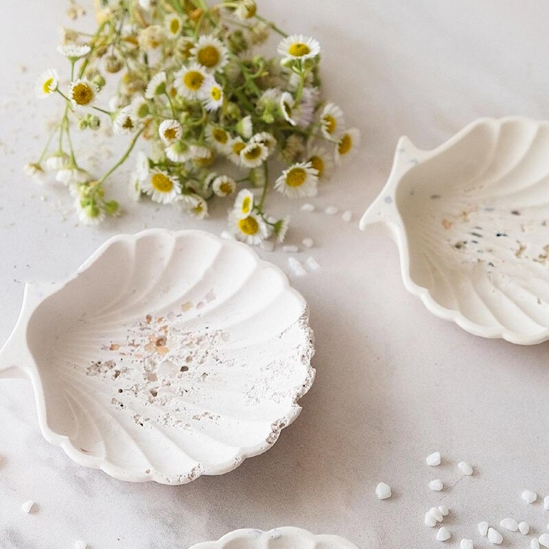 Shell Concrete Cement Tray Silicone Mold Leaf Jewelry Display Plate Tray Mold Plaster Photo Props Epoxy Resin Mould
