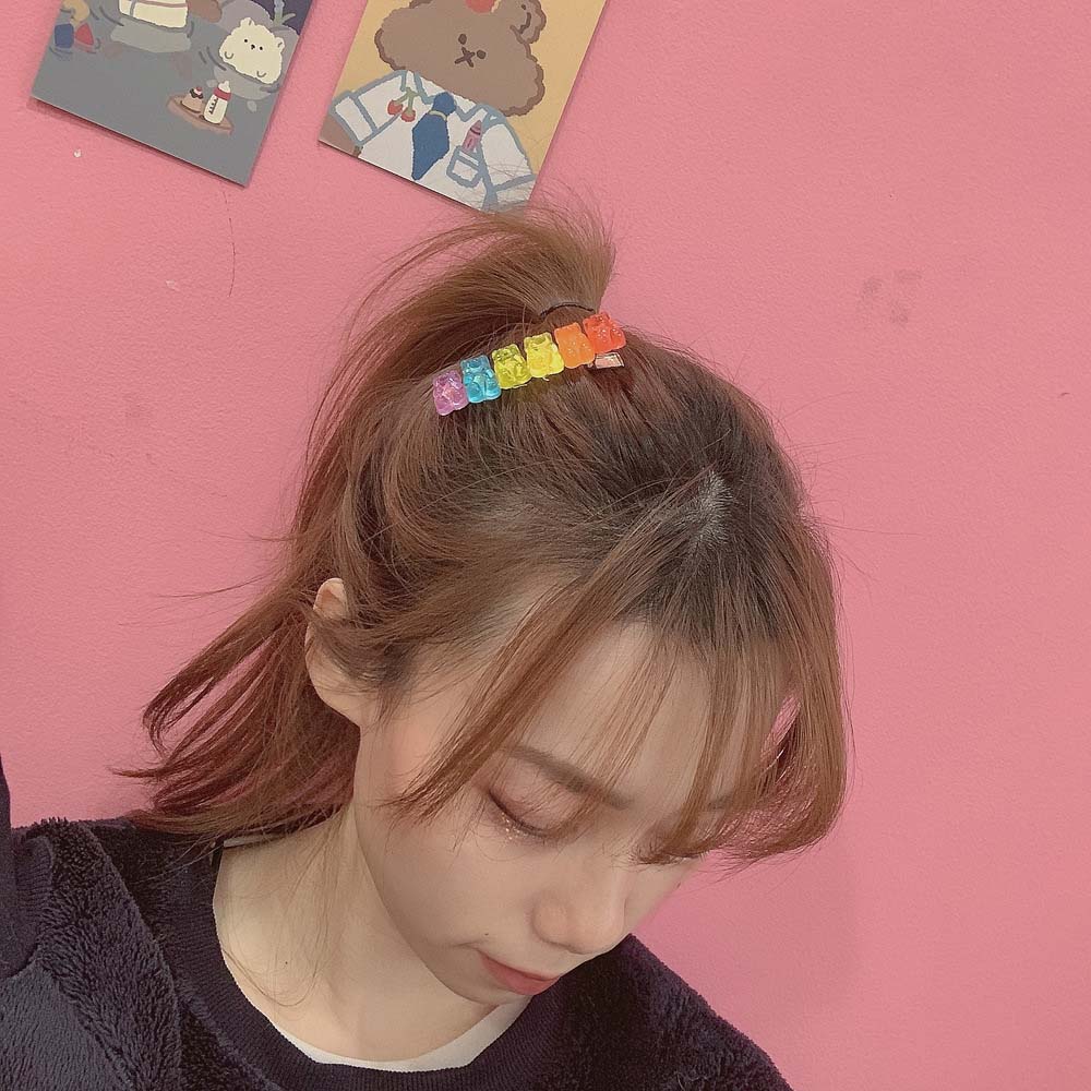 Zoete Vrouwen Haar Clip Leuke Jelly Beer Snoep Kleur Haarspeld Eenvoudige Eendenbek Clip Meisjes Kids Baret Mode Haaraccessoires