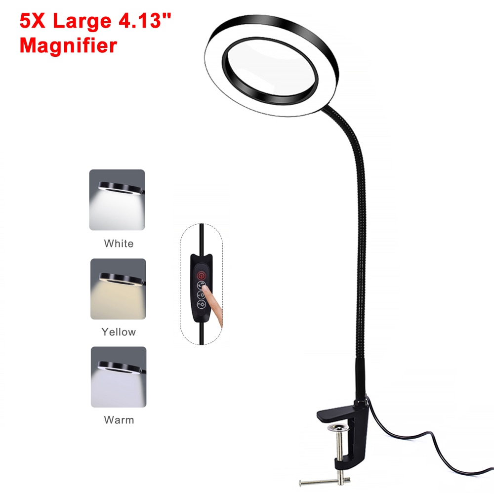 NEWACALOX USB 3X/5X banc étau Table pince loupe LED lumières Flexible lampe de bureau pour la lecture travail éclairage loupe