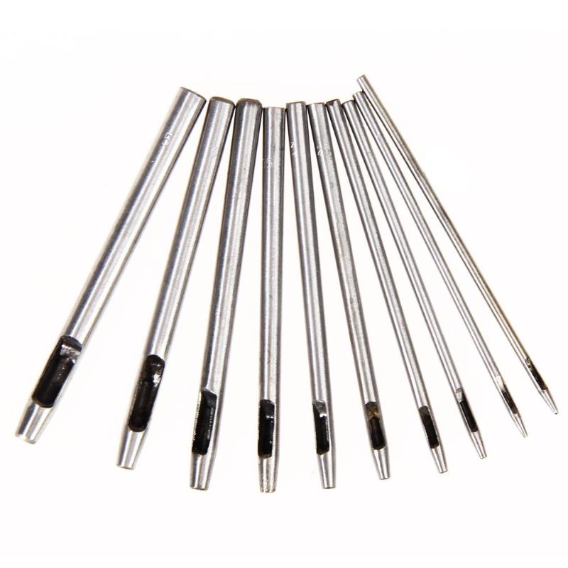Lot de 10 poinçons pour le cuir, ensemble de maroquinerie, ceinture de poinçonnage creuse pour vêtements, toile 0.5mm-5mm, outils de poinçonnage pour le cuir