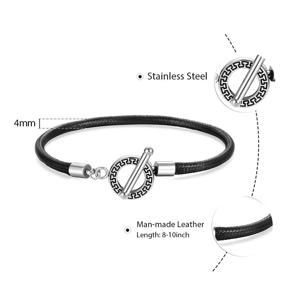 Davieslee 4/6/8mm Leather Bracelet For Men Black Braided Rope Stainless Steel Clasp 20/23/25cm Men's Bracelet DLBM118