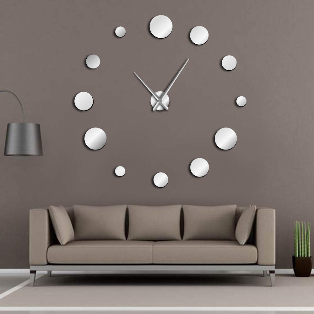 Reloj de pared grande con espejo redondo, moderno – Grandado