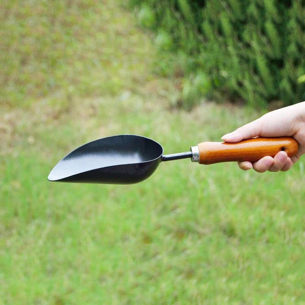 1Pcs Schop Hark Houten Handvat Metal Head Tuingereedschap Mini Schoppen Harken Tuinieren Tool Voor Pot Planten Tuin Planten
