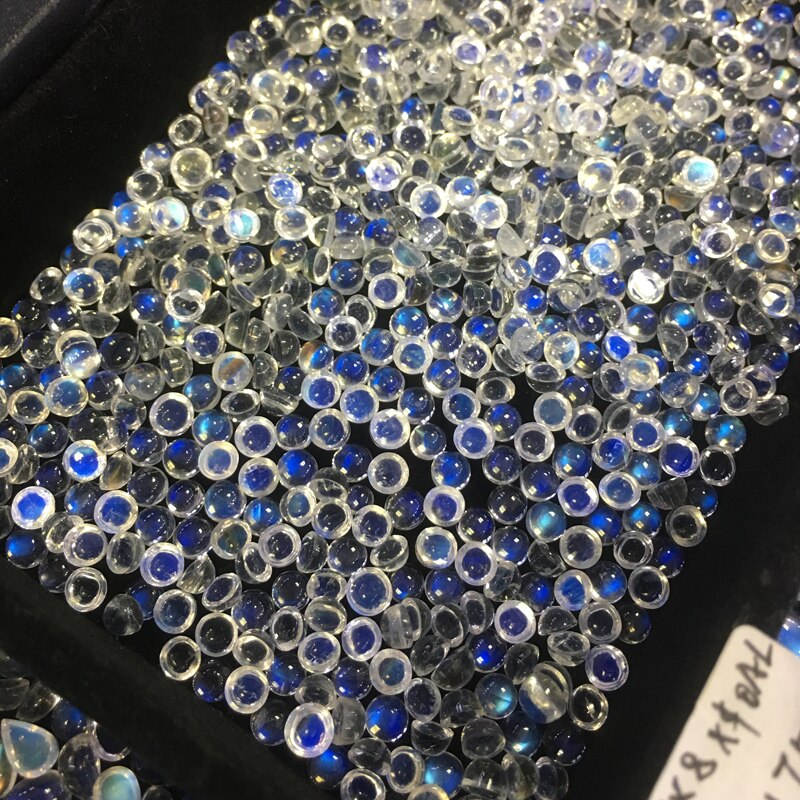 Tbj ,3 piece one lot natural India good blue fire moonstone round 4mm piece for diy jewelry