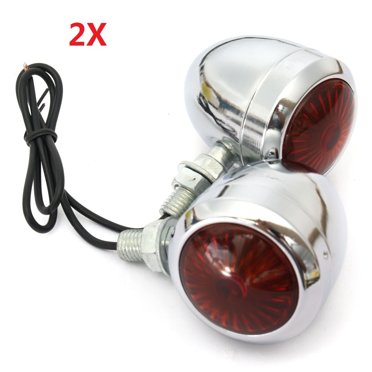 2/4 PCS Motorcycle Turn Signals Indicator Universal 12V Retro Motorbike Signal Lights Metal Blinkers Black Chrome: 4pcs Silver
