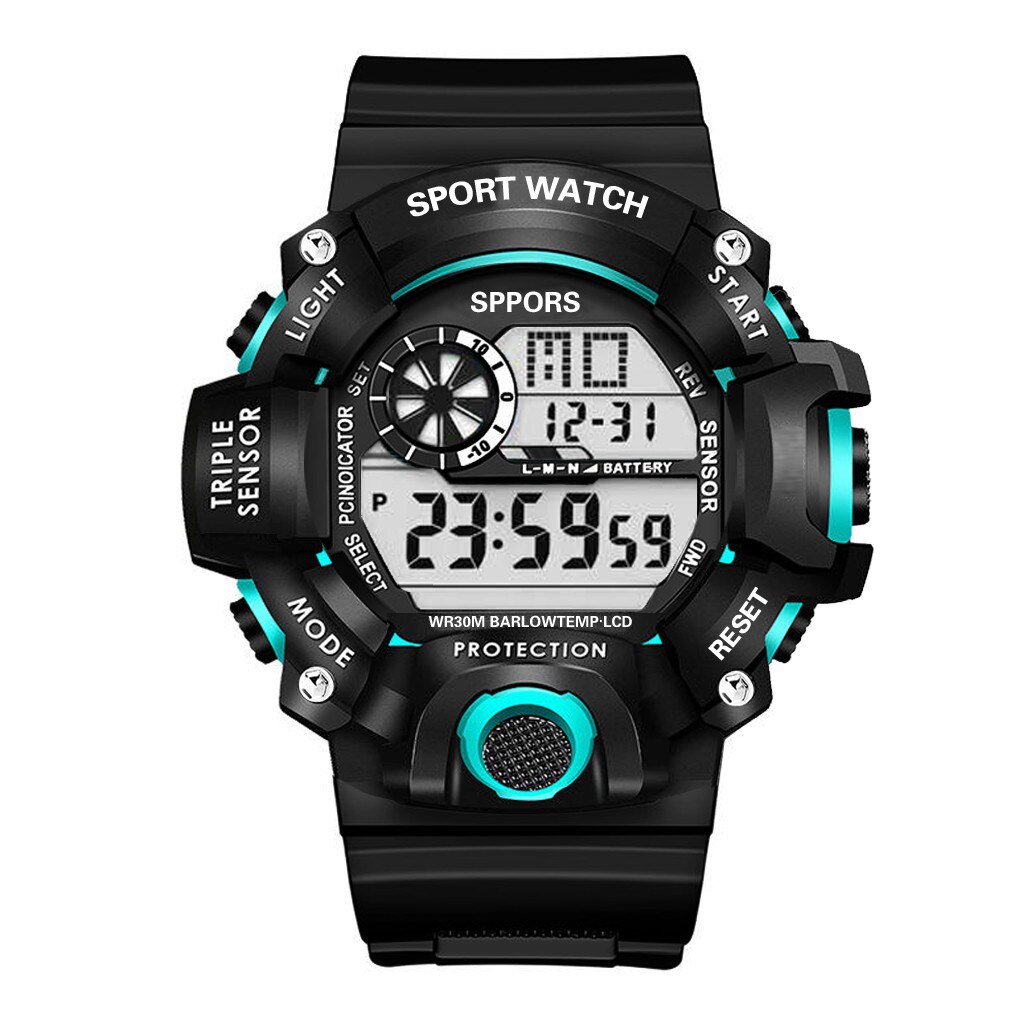 Reloj electrónico deportivo multifunción, pulsera con pantalla grande negra, calendario, alarma semanal, Neutral, # P2