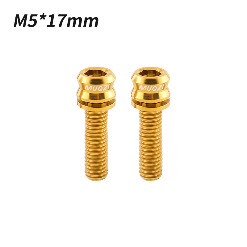MUQZI 2 Stück Titanschraube M5 x 17 mm M5 x 19 mm Fahrradmutter Titanlegierung Vorbauschrauben MTB Rennrad Faltrad Schraubenzubehör: Orange