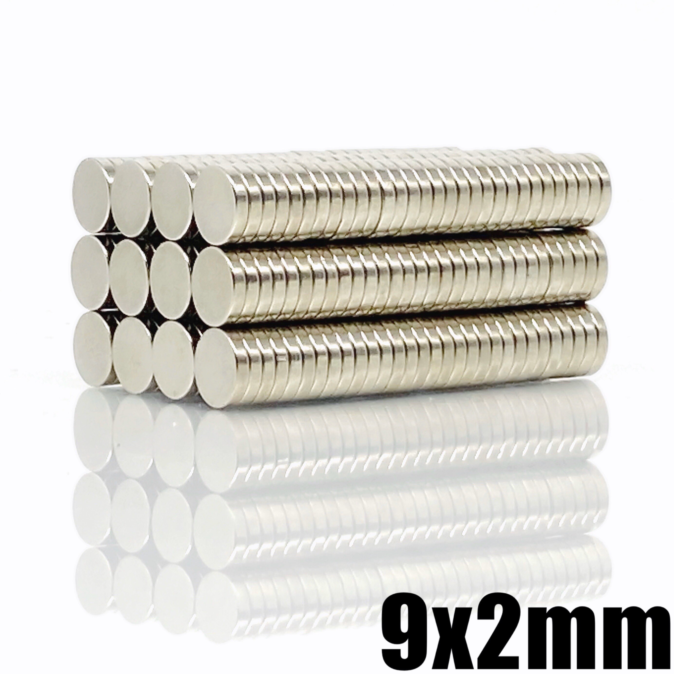10-500Pcs 9x2 Néodyme Aimant 9mm x 2mm N35 NdFeB Rond Super Puissant Magnétique Permanent imanes Disque 9*2