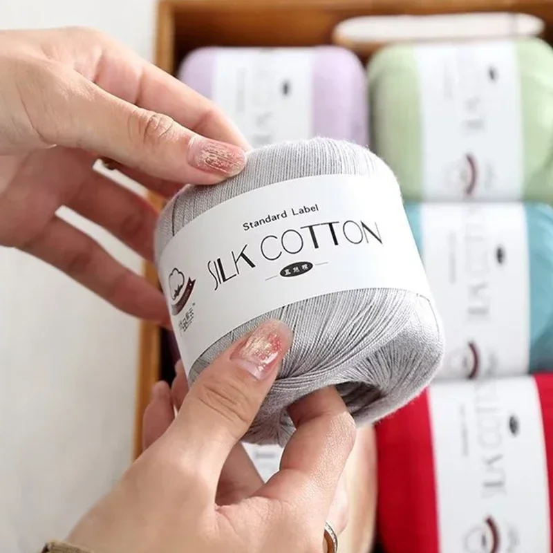 50g/pcs Silk Lace Cotton Milk Crochet Yarn Baby Hand-Knitted Warm Soft Knitting Thread for Hand Knitting Supplies Cross Stitch