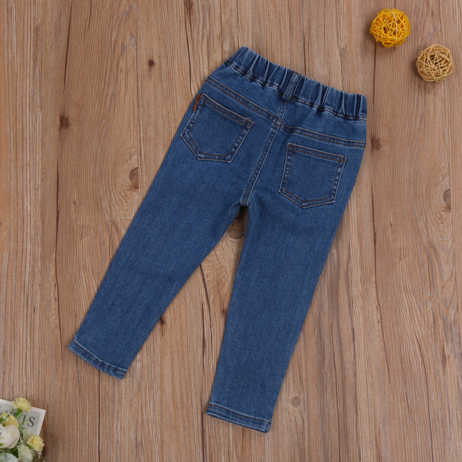 Baby Girls/Boys Elastic Pencil Denim Jeans, Simple and Loose Stretch Long Pants for All Year Round Wear 1-6T