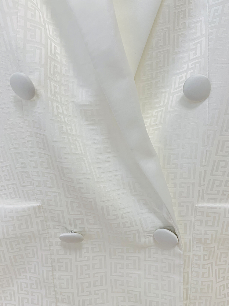 High Street 2024 Catwalk Pak Set Dames Dubbele Rij Knopen Monogram Jacquard Dunne Blazer Broek Set 2 Stuks