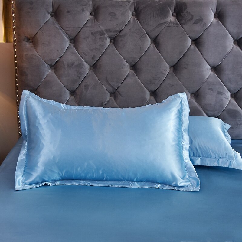 1Pc Emulatie Zijde Satijn Kussensloop Kussensloop Zijden Kussensloop 48X74Cm Diverse Kleuren Te Kiezen Standaard/Queen: wathet