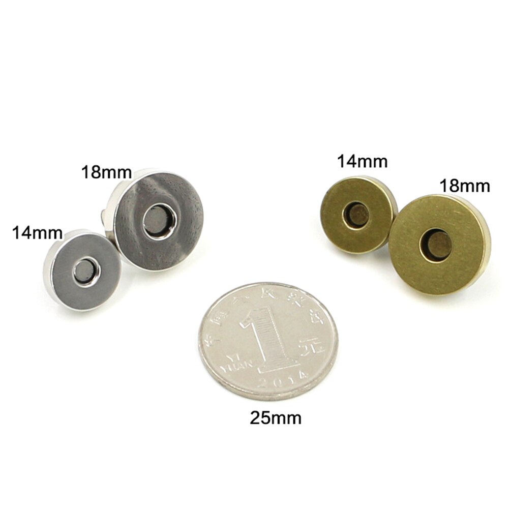 Fermoir magnétique rond pour porte-monnaie, fermeture 18mm, 5 pièces