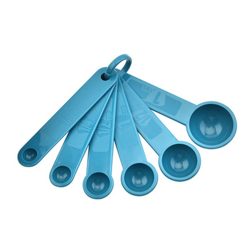 5/10/11pcs Multifunction Purpose Coffee Sugar Spoons Cup Measuring Tools PP Baking Accessories Plastic Handle Kitchen Gadgets: Dark blue-6pcs-spoon