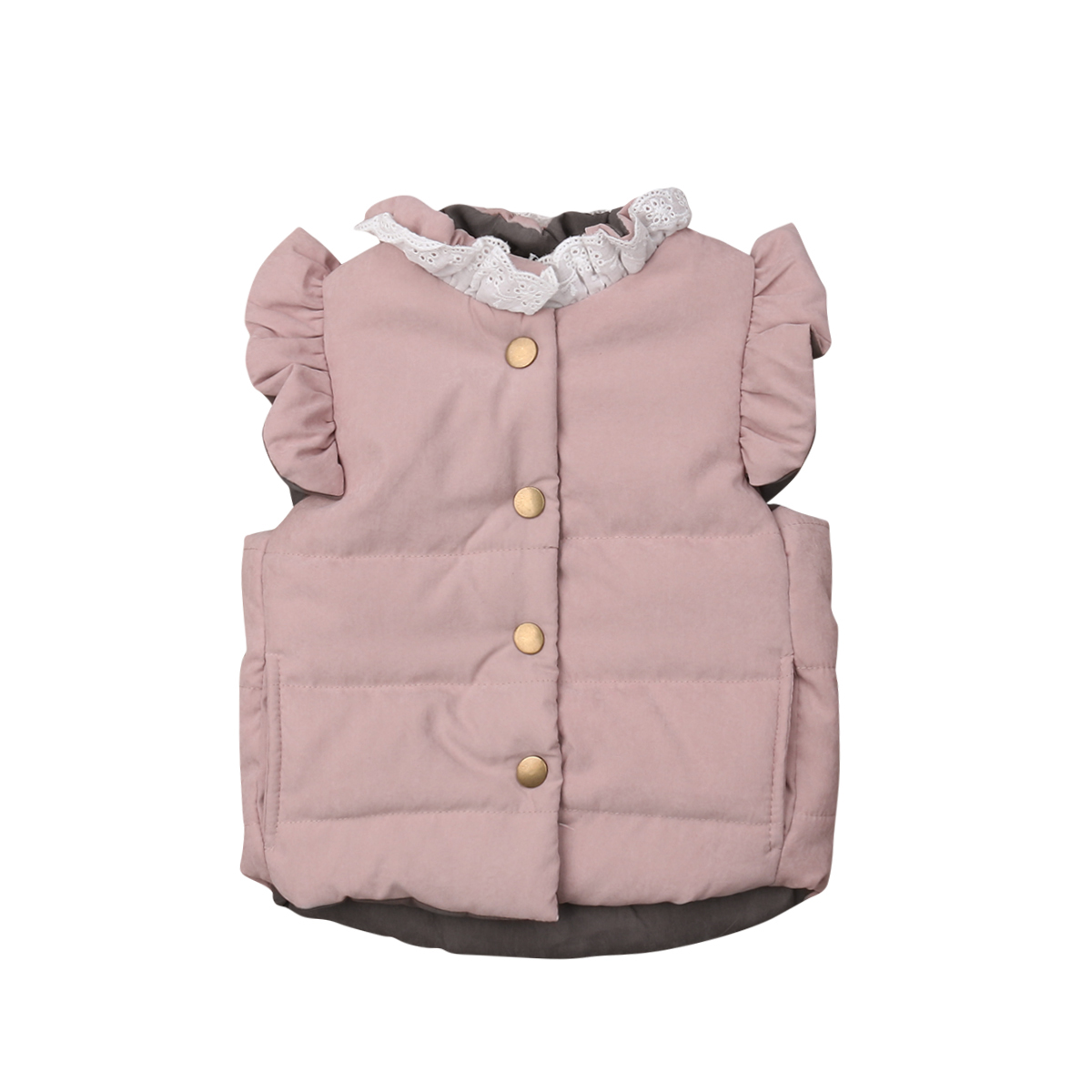 Herbst Winter Süße Baby Mäntel Mädchen Kleinkind Mantel Neugeborenen Jacke Rüschen Ärmelloses Verdicken Weste Oberbekleidung Weste 0-4T: Rosa / 4T