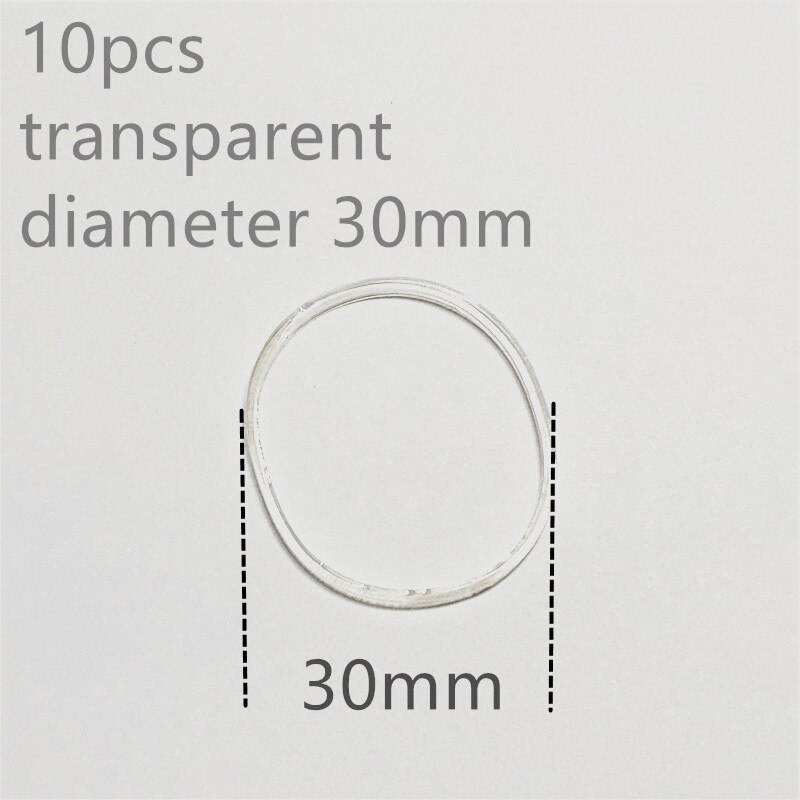 16 kinds 10pcs/set Rubber Band Pulley Transmission Engine Drive Round Beslts DIY Toy Module Car Motor Stretch Droppshipping: 30mm Transparent