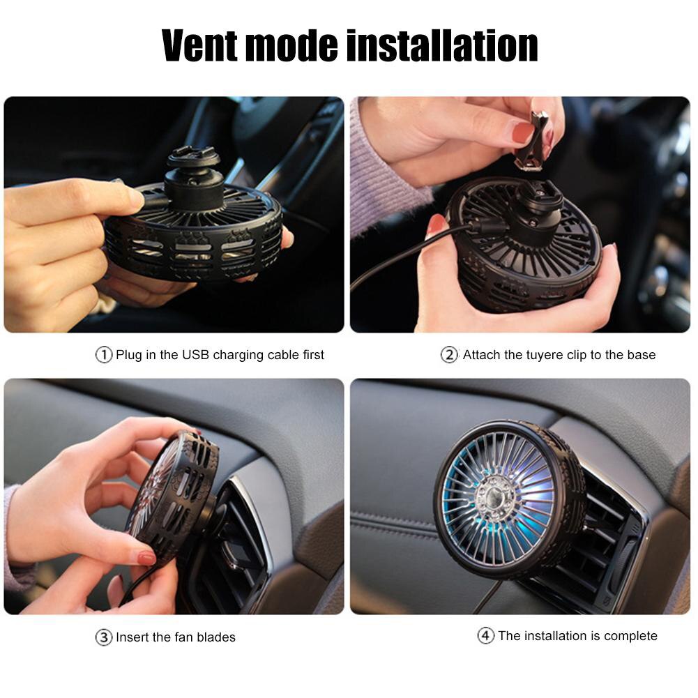 Portable Mini Electric Car Fan Low Noise Car Air Conditioner 360 Degree Rotating Cooling Fan Car Cooler Ventilador Summer