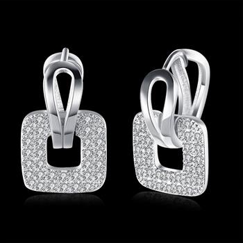 K Gold Zircon Earrings Square Diamond Romantic Earrings Ear Clips Women White Gold KZCE146-C Earrings Earrings for Women