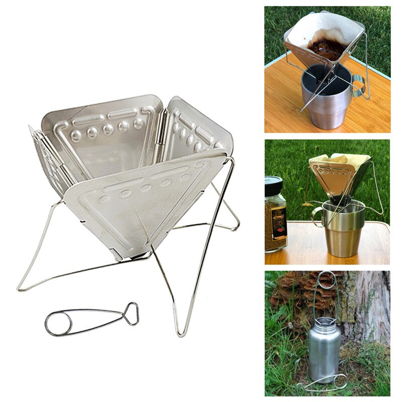 Outdoor Draagbare Vouwen Koffie Druppelen Rek Rvs Opvouwbare Rvs Koffie Filter Voor Camping