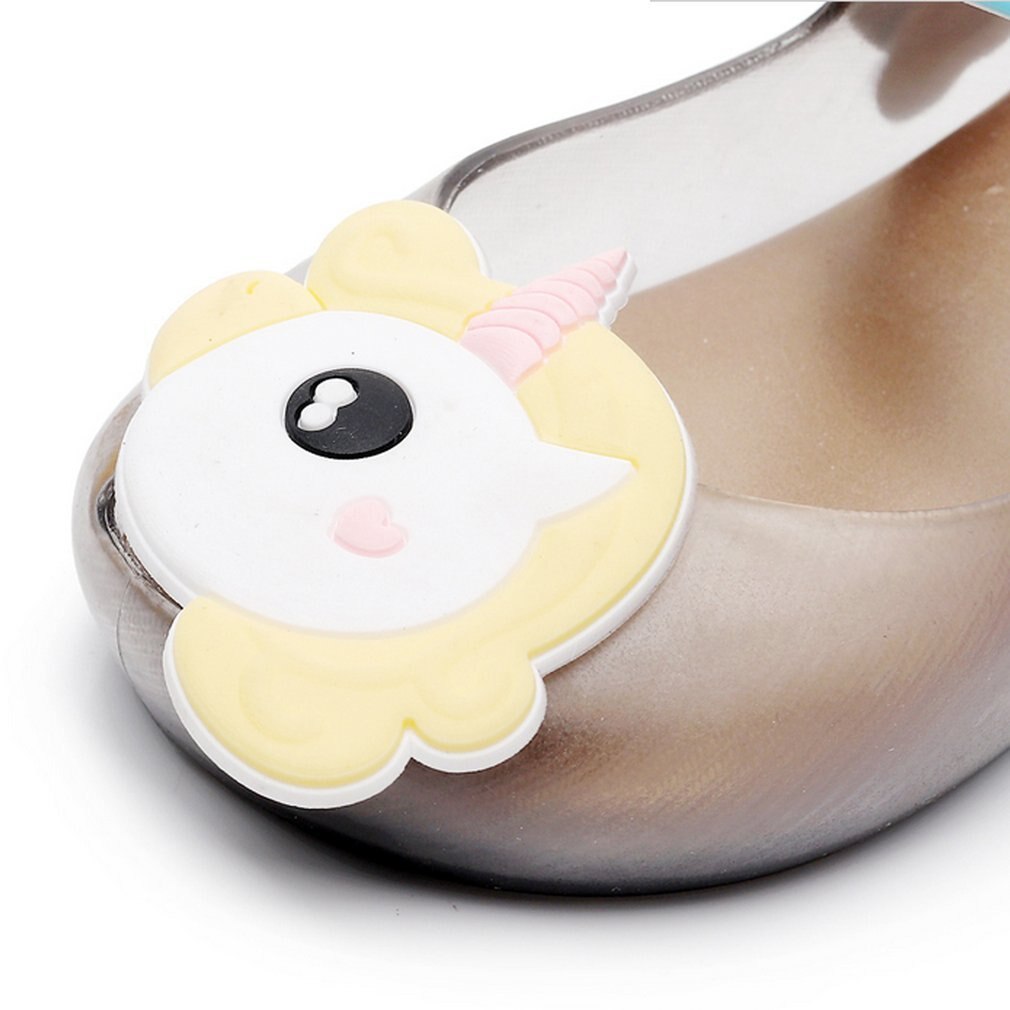 Sandalias de gelatina antideslizantes para niños, zapatos de decoración con cinta de nailon, de princesa, transparentes, suaves y ostentosos para playa,